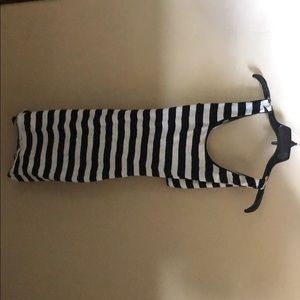 Striped body con dress with back opening